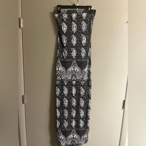 Hale Bob Strapless Long Dress - Black & White Size S